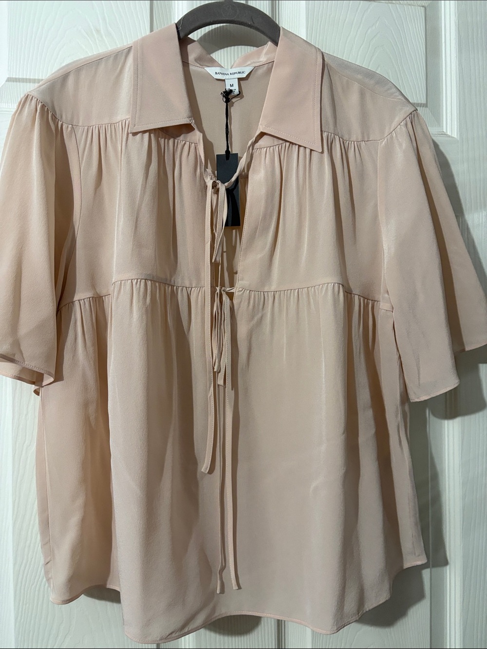 Banana Republic Soft Blush Tiered Tie-Front Blouse